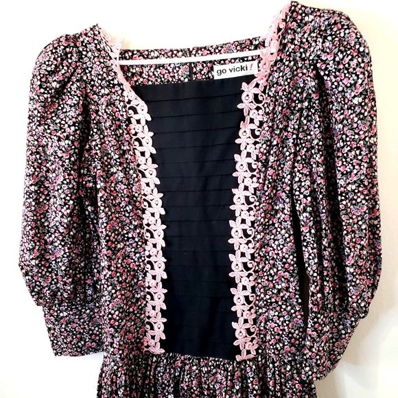 **LOWEST PRICE** Vintage 80s Go Vicki Cottagecore Floral Dress - Picture 2 of 9
